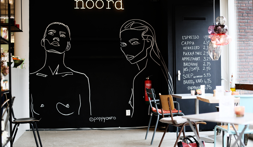 drawing mural wall illustration at Stadspaviljoen Noord made by Poppyonto