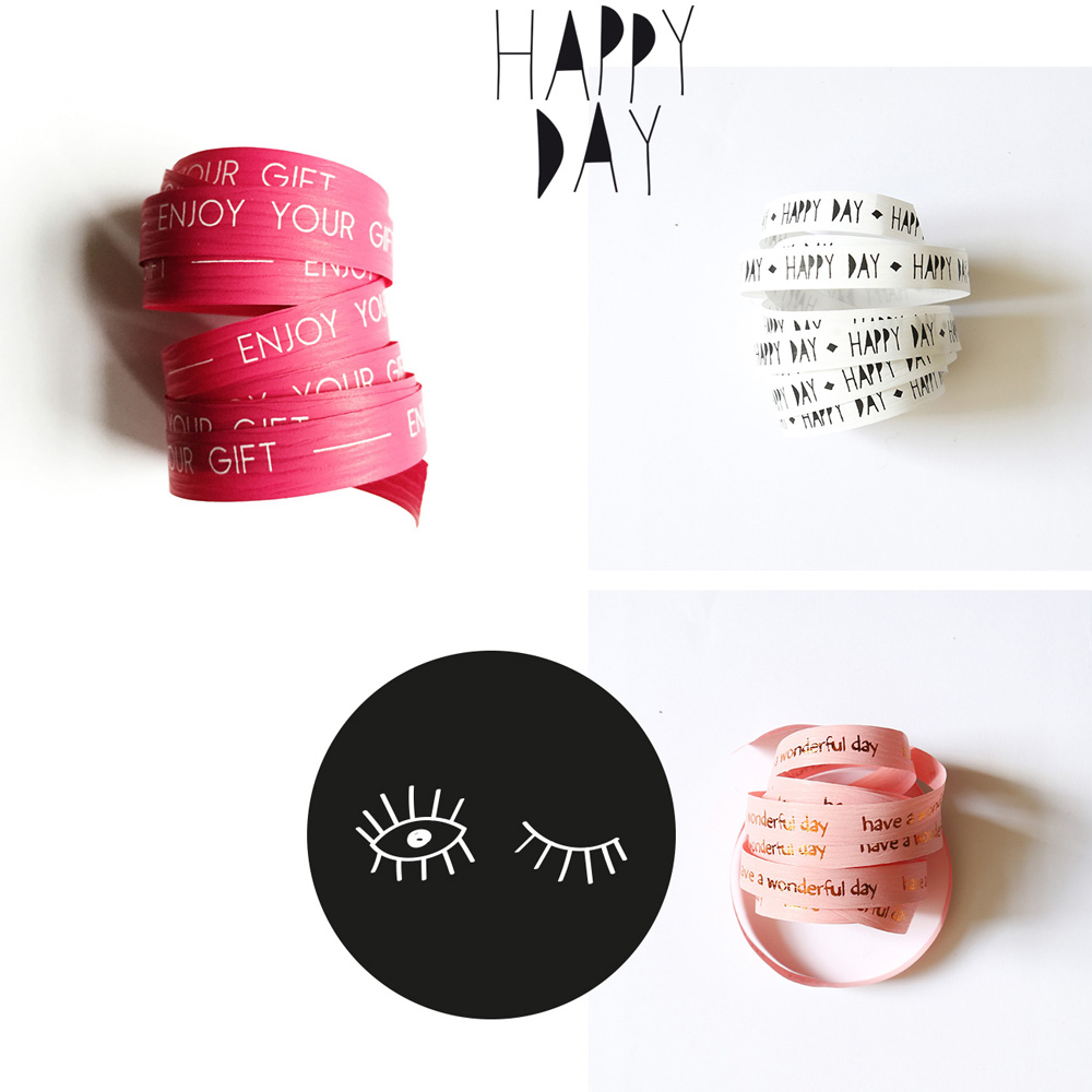 Gift wrapping designs ribbons slogans illustrations labels wrapping paper color for Ompak made by Poppyonto