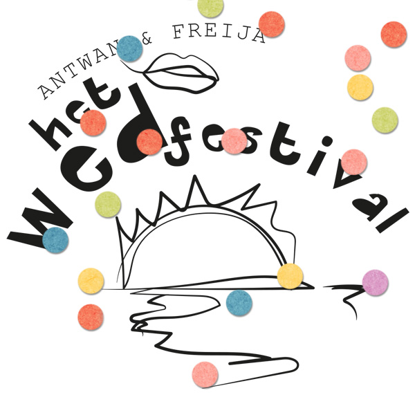 illustration and graphic design for the invite of Het Wedfestival for Antwan en Freija made by Poppyonto