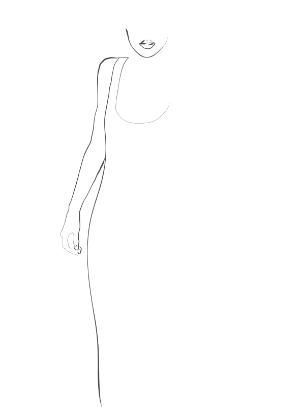 line drawing illustration of a woman made by Poppyonto