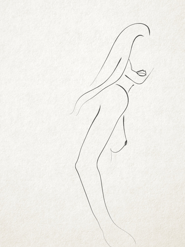 minimal fine line drawing illustration of a woman made by Poppyonto