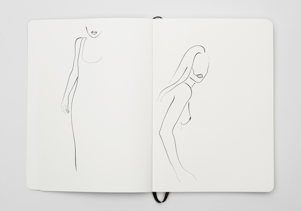 sketchbook with illustration of a woman made by Poppyonto