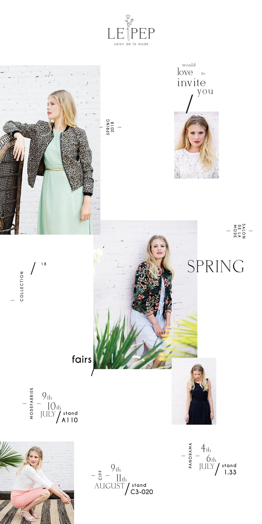 logo artwork and website design branding visual identity homepage invite invitation print poster lookbook illustration for Le Pep made by Poppyonto