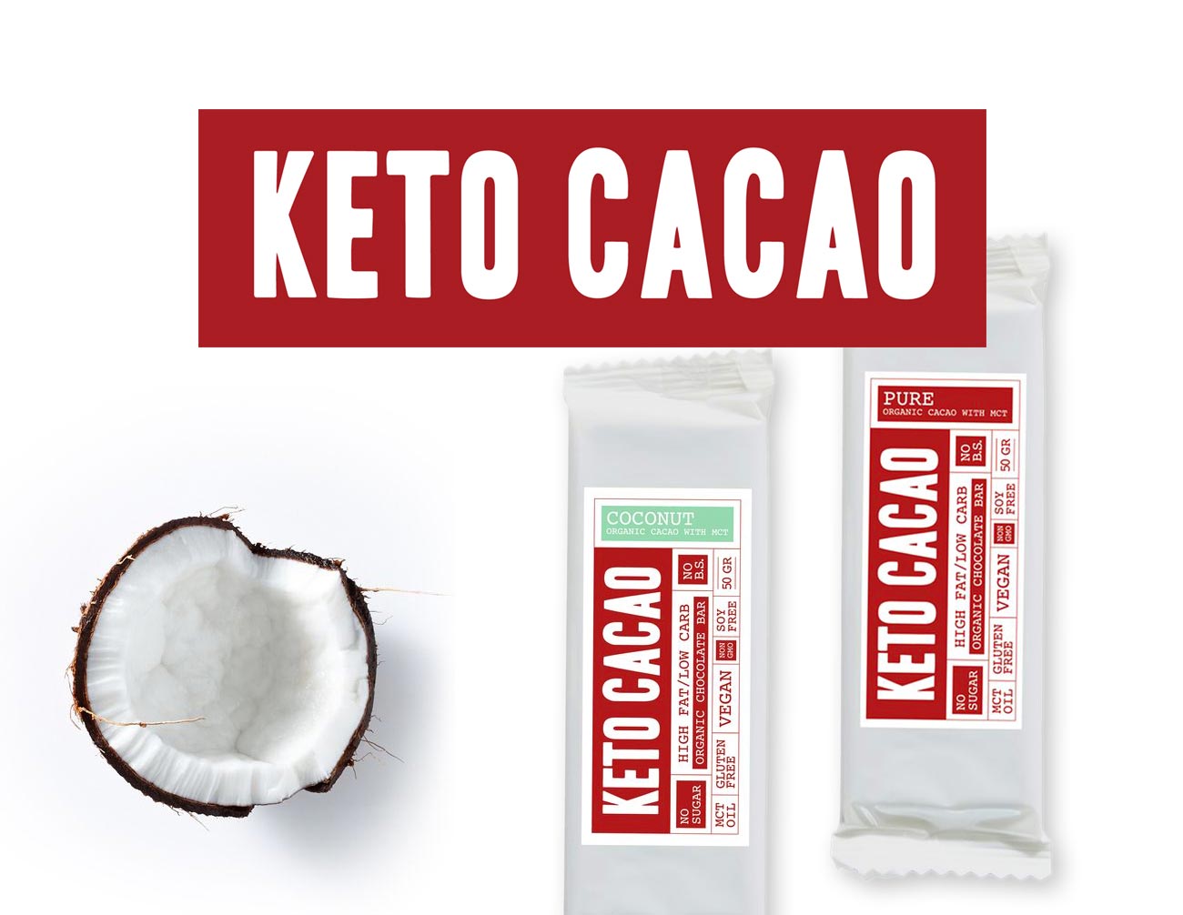 branding and design logo packaging social media artwork chocolate bar cacao coconut pure raw vegan KETO CACAO by Poppyonto