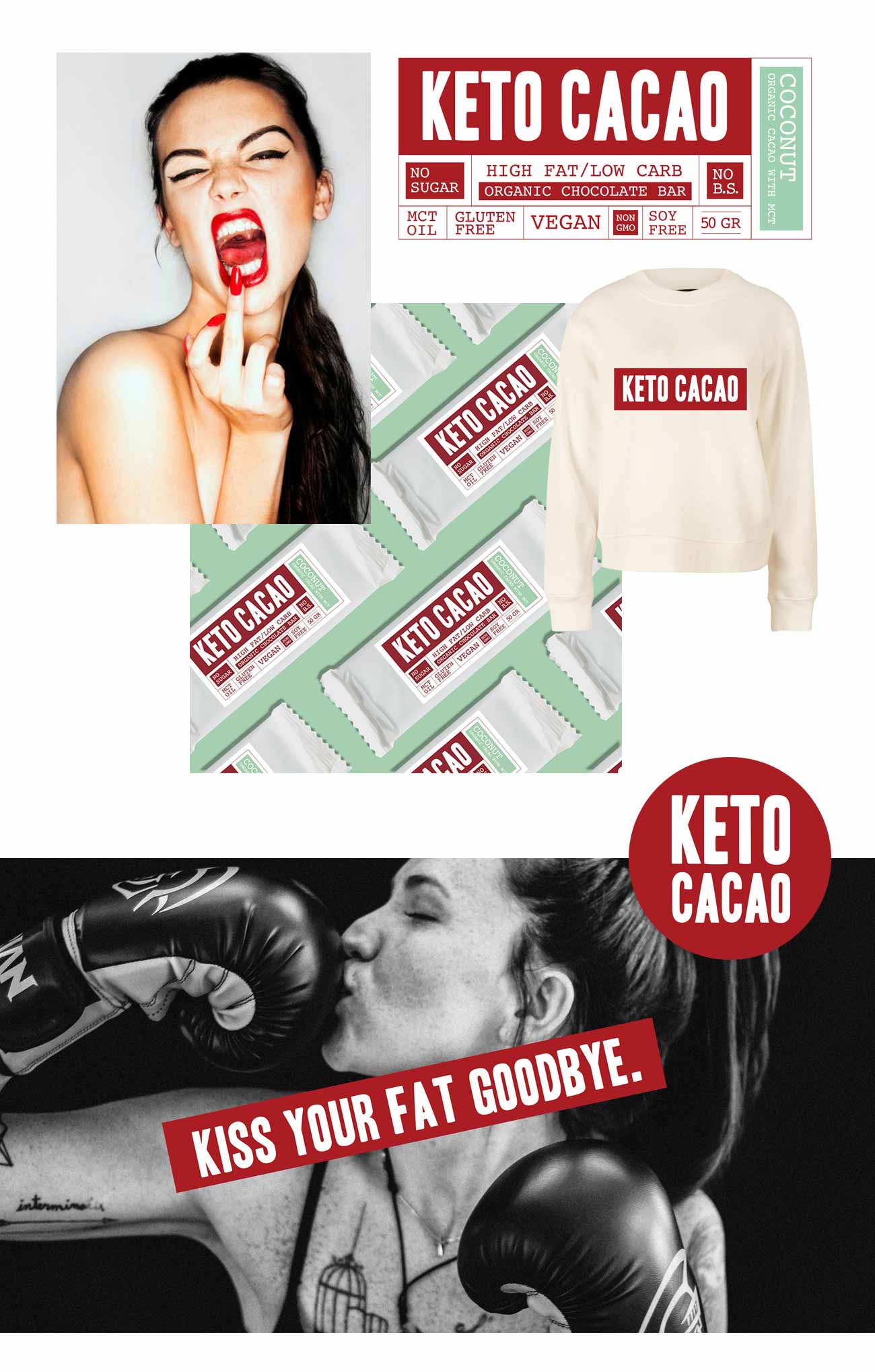 branding and design logo packaging social media artwork chocolate bar cacao coconut pure raw vegan KETO CACAO by Poppyonto